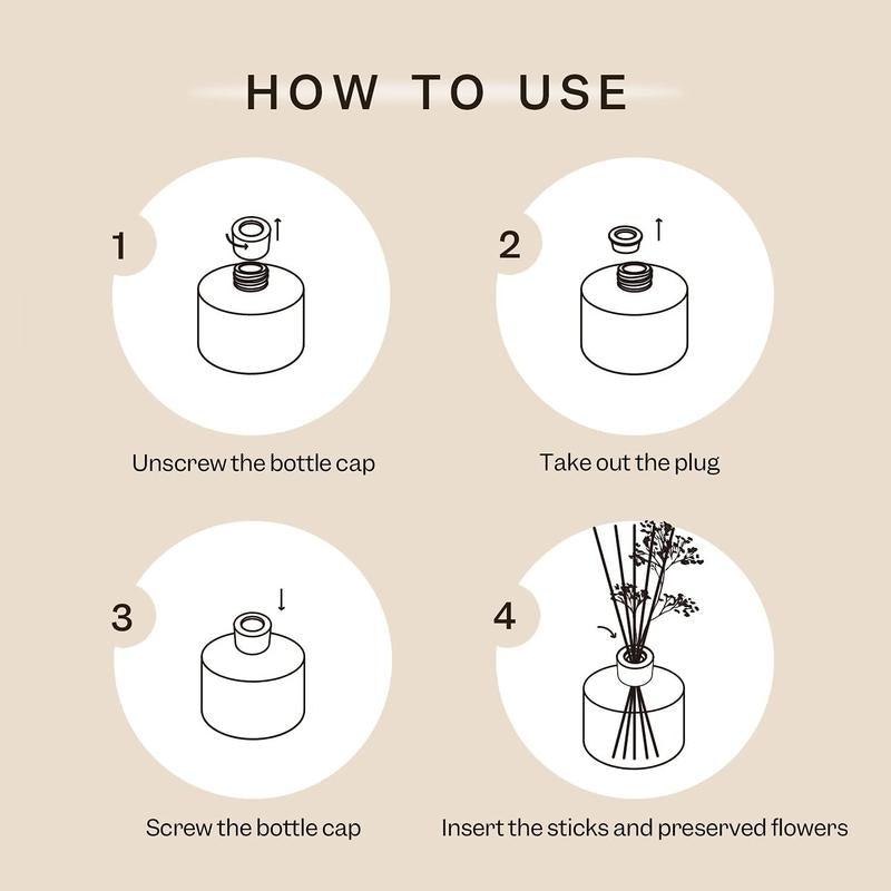 Cocorrína Premium Reed Diffuser Set with Preserved Baby'S Breath & Cotton Stick Sandalwood Rose | 6.7Oz Scent Fragrance Oil Diffuser for Bedroom Bathroom Home Décor