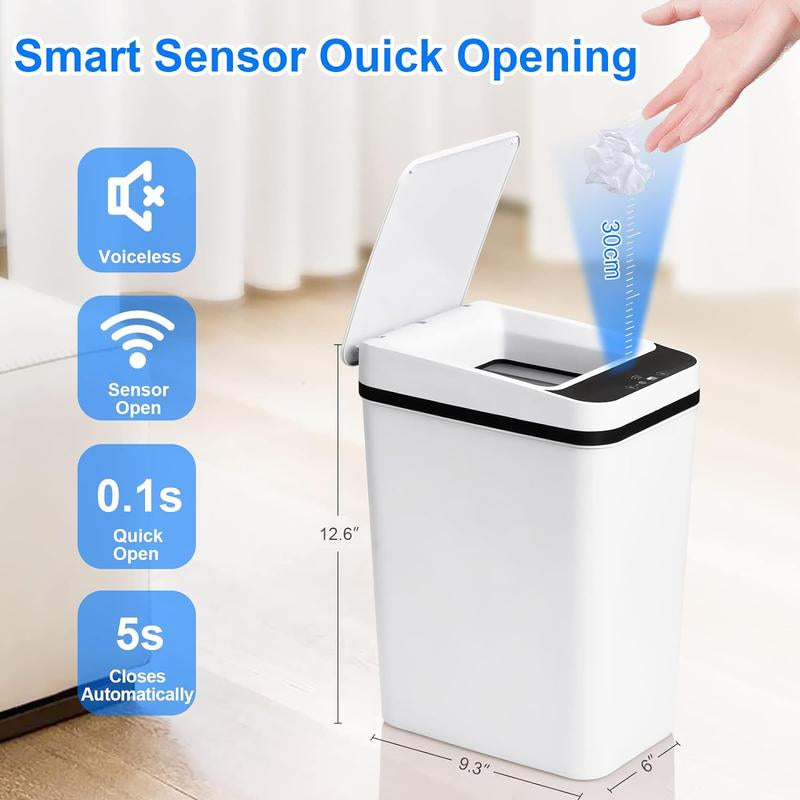 Bathroom Smart Touchless Trash Can, 2.2 Gallon Automatic Motion Sensor Rubbish Can with Lid, Electric Small Garbage Bin for Kitchen, Office, Living Room, Toilet, Bedroom