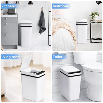 Bathroom Smart Touchless Trash Can, 2.2 Gallon Automatic Motion Sensor Rubbish Can with Lid, Electric Small Garbage Bin for Kitchen, Office, Living Room, Toilet, Bedroom