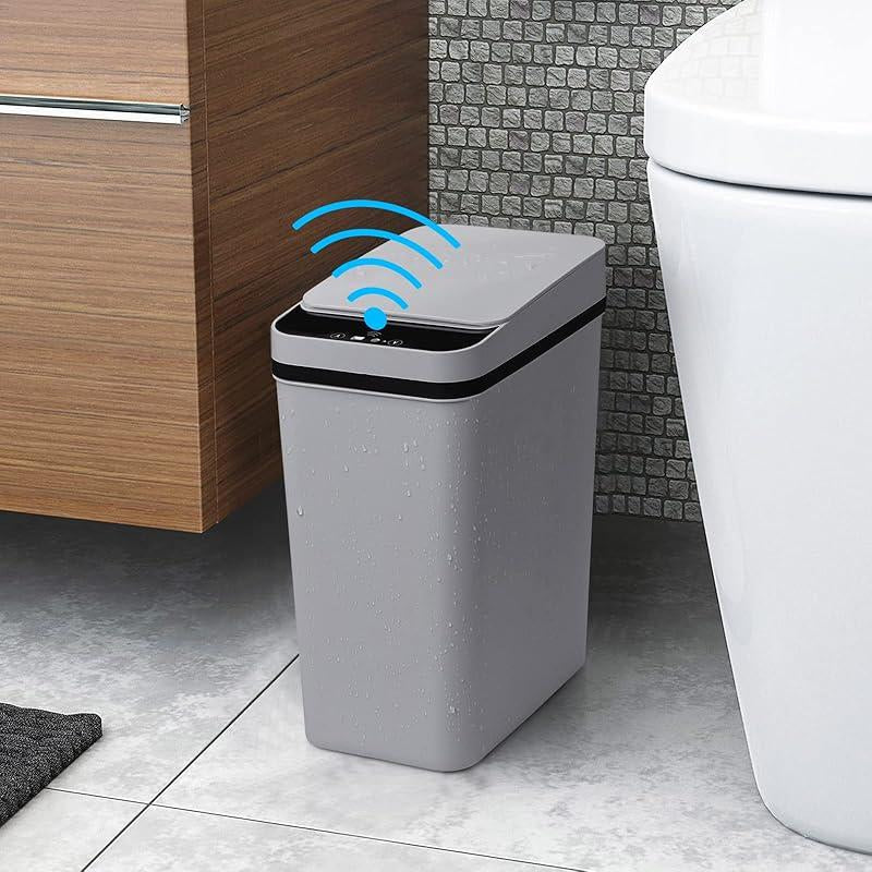 Bathroom Smart Touchless Trash Can, 2.2 Gallon Automatic Motion Sensor Rubbish Can with Lid, Electric Small Garbage Bin for Kitchen, Office, Living Room, Toilet, Bedroom